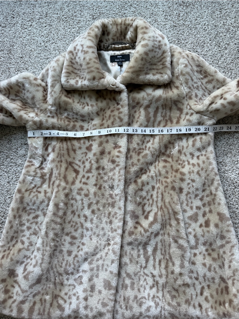 Dennis by Dennis Basso Faux Fur Animal Print Jacket Coat Women’s Medium Beige - Picture 12 of 14